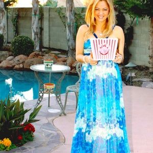 BCBG Blue Halter Chiffon Gown Size 4